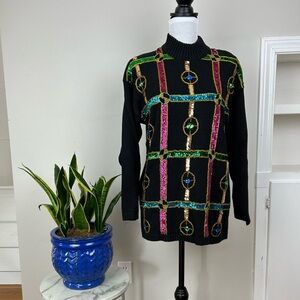 VINTAGE 80’s Embellished Bedazzled Beaded Tunic Sweater Dress
